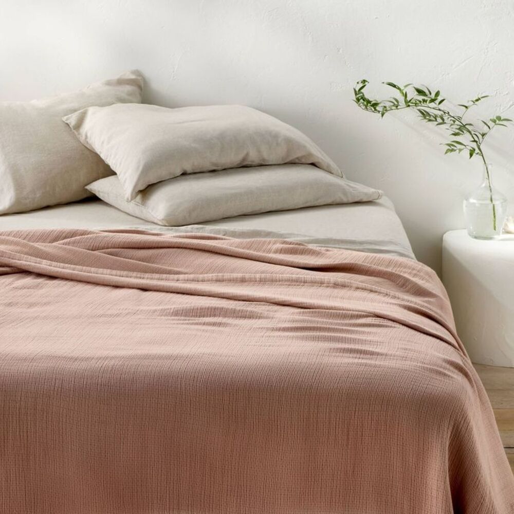 Full/Queen Rayon from Bamboo Matelasse Blanket Light Adobe Clay - Casaluna